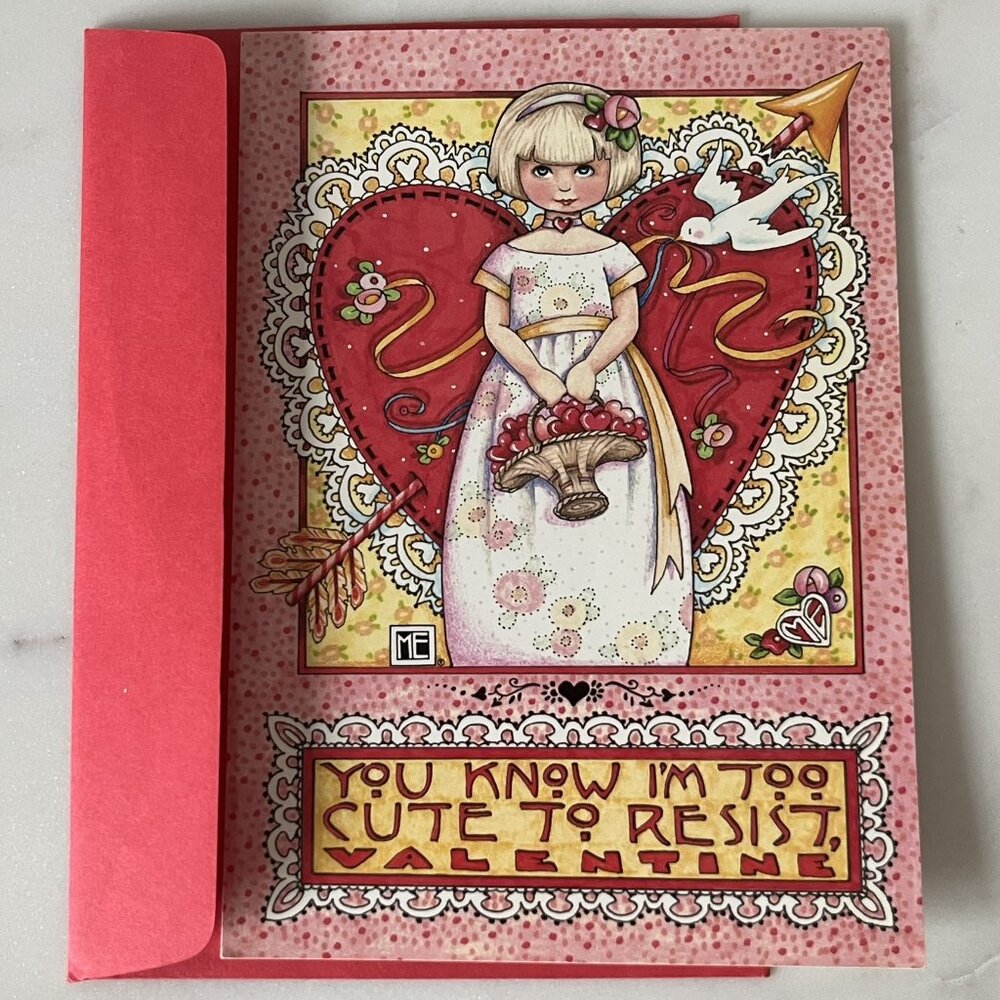 Mary Engelbreit Valentine's Day Greeting Card "Too Cute to Resist" Sunrise 2000